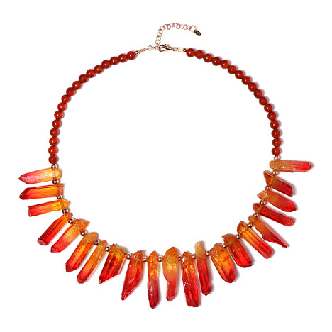 Flammen-Quarz-Silberhalskette