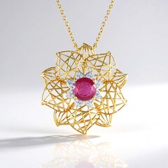 Collana in argento con Zaffiro Rosa del Madagascar
