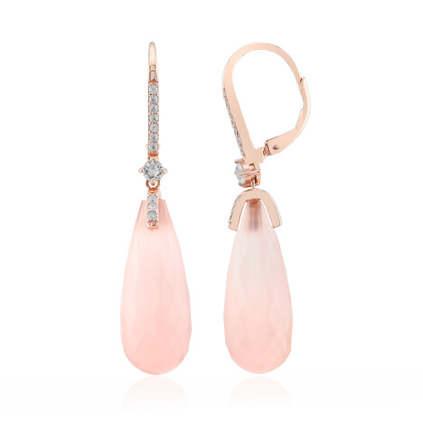 Zilveren oorbellen met roze chalcedonen