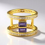 Anello placcato in oro con Iolite Ceylon