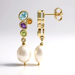 Boucles d'oreilles en argent et Perle blanche de culture d'eau douce (TPC)