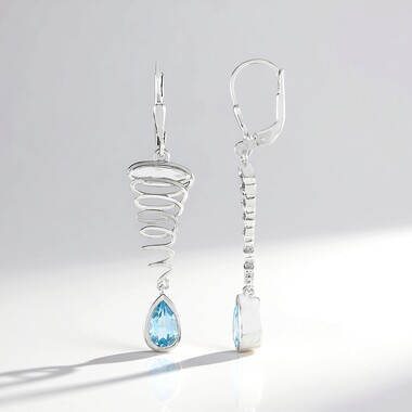 Pendientes en plata con Topacio azul cielo (MONOSONO COLLECTION)