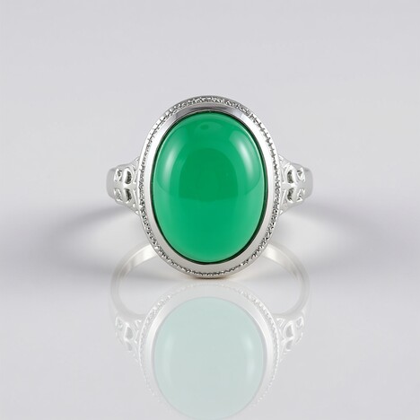 Anello in argento con Onice Verde