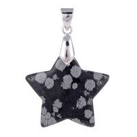 Zilveren hanger met een sneeuwvlokken obsidiaan