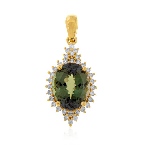 Gouden hanger met een Onverhitte Tanzaniet