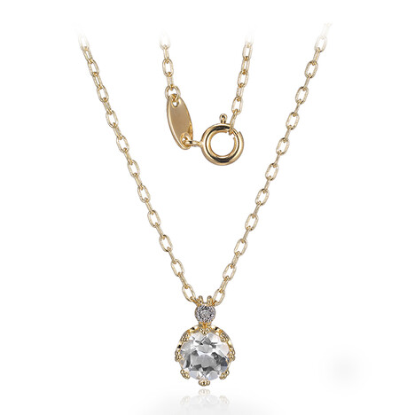 Messingen halsketting met een witte topaas (Juwelo Style)