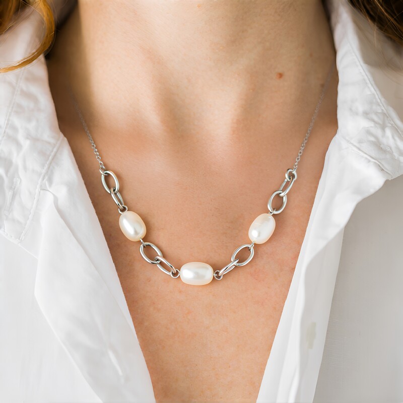 Collar en plata con Perla blanca Freshwater