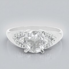 Anello placcato in platino con Goshenite