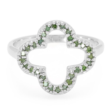 Waldgrüner Diamant-Silberring