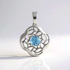Swiss Blue Topaz Silver Pendant