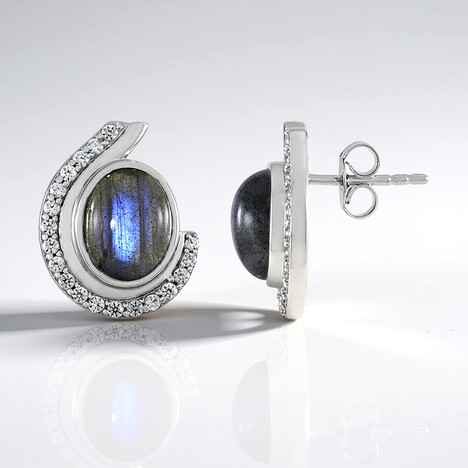 Orecchini in argento con Labradorite Blu Maniry (KM by Juwelo)