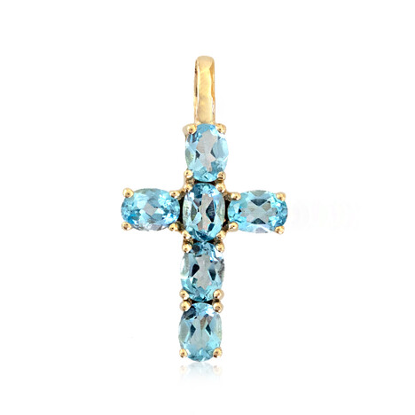Colgante en oro con Topacio azul suizo