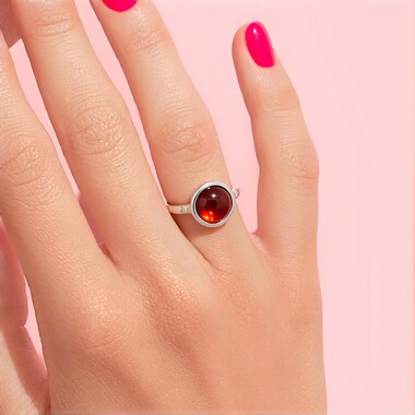 Bague en argent et Grenat du Mozambique