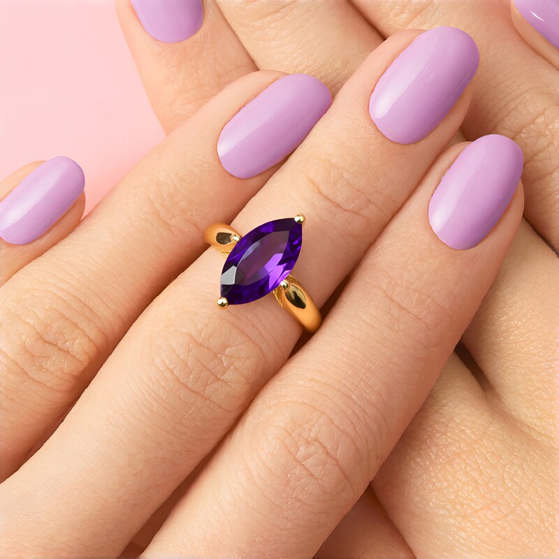 Anillo en plata con Amatista de Zambia