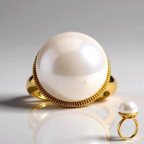 Bague en or et Perle blanche des mers du sud (Michelle Albala)