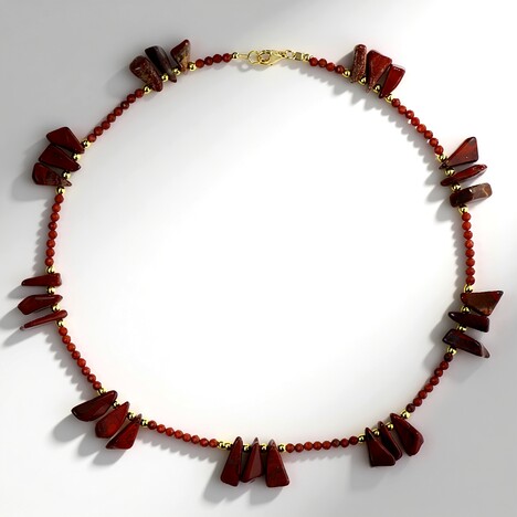 Collana in argento con Diaspro Rosso  (Riya)