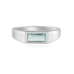 Zilveren ring met een Paraiba kleurige smaragd