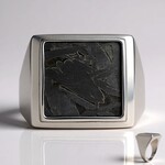 Anello in argento con Meteoriti di Aletai