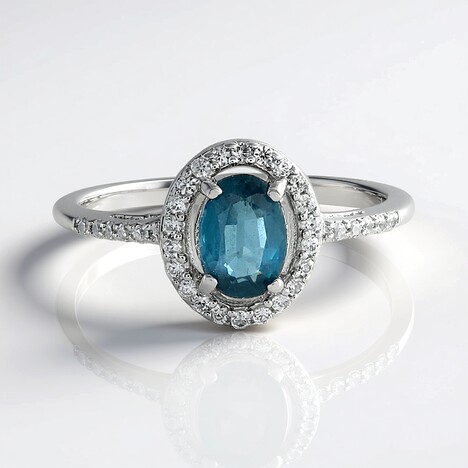 Bague en argent et Kyanite bleu pétrole