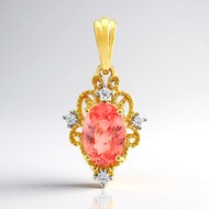 18K Sweet Home Rhodochrosite Gold Pendant