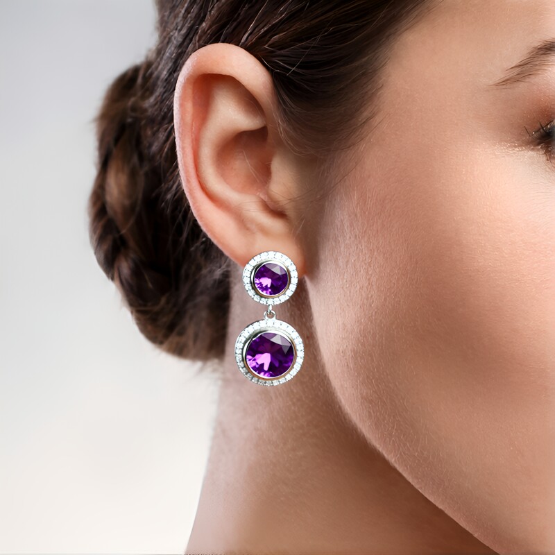 Uruguayan Amethyst Silver Earrings (de Melo Essence)