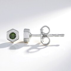 Orecchini in argento con Diamante Verde I2