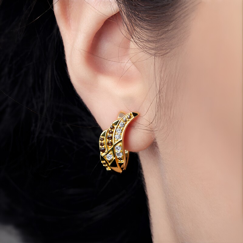 I2 Schokoladen-Brillant-Silberohrringe