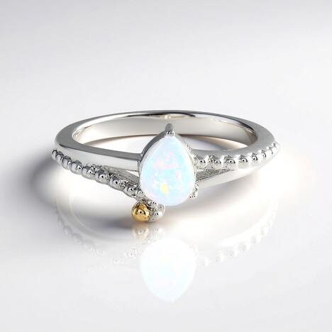 Anello in argento con Opale di Welo (Granulieren)