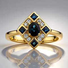 Anello in oro con Zaffiro Ceylon Blu