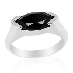 Schwarzer Spinell-Herren-Silberring