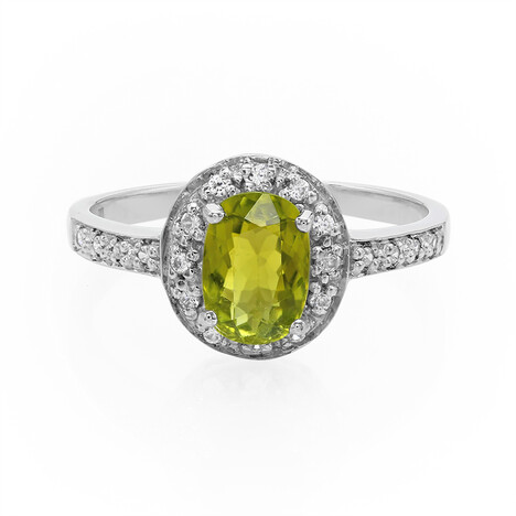 Anello placcato in platino con Tormalina Cuprian