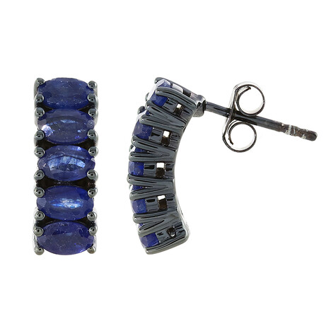 Blauer Madagaskar-Saphir-Silberohrringe