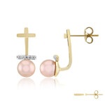 Zilveren oorbellen met paarse Ming parels (TPC)