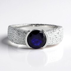 Anello in argento con Zaffiro Blu del Madagascar (de Melo Essence)