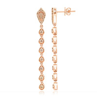 9K SI1 Argyle Rose De France Diamond Gold Earrings