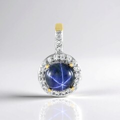 Ciondolo in argento con Zaffiro Stellato Blu