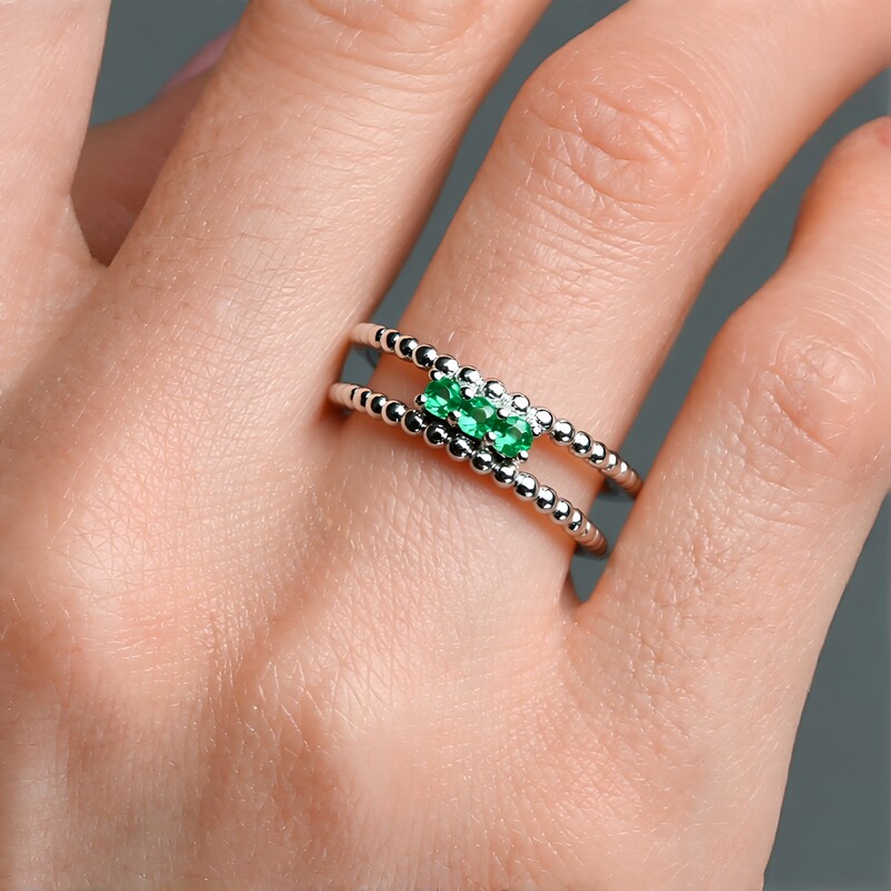 Anello in argento con Smeraldo Russo (de Melo)