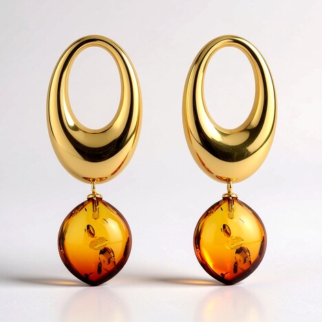 Boucles d'oreilles en argent et Ambre de la Baltique Lever du soleil (dagen)