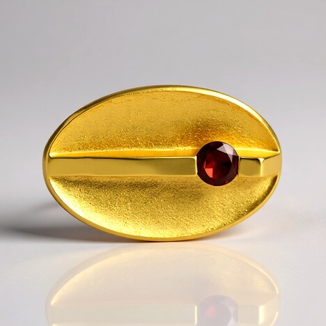 Anello placcato in oro con Granato Mozambico (MONOSONO COLLECTION)