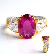 Pinkfarbener Fluorit-Silberring (Gems en Vogue)