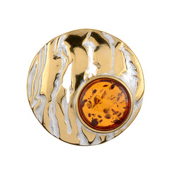 Pendentif en argent et Ambre baltique couleur cognac