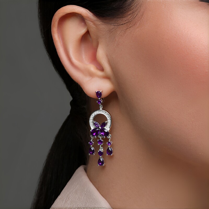 Pendientes en plata con Amatista de Zambia