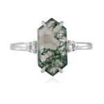 Bague en argent et Agate mousse