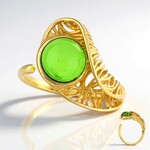 Bague en argent et Ambre verte de Colombie (dagen)
