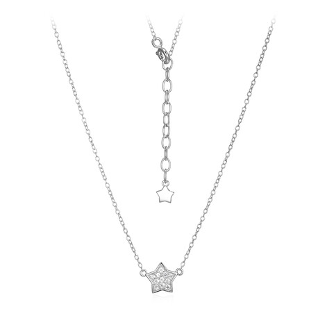 Zilveren halsketting met witte topaasstenen