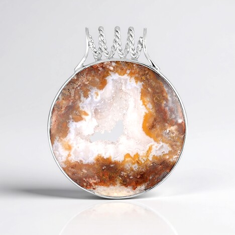 Pendentif en argent et Agate Druzy (Bali Barong)