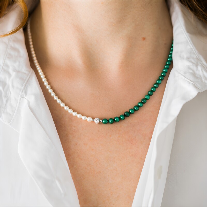 Collana in argento con Malachite