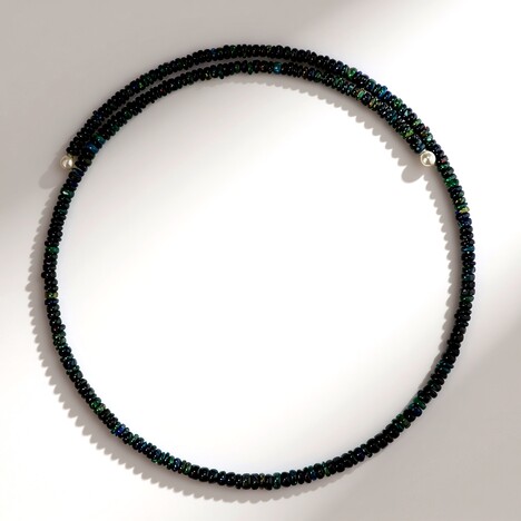 Collier ras du cou en acier et Opale Mezezo (Riya)