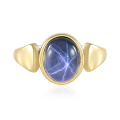 Zilveren ring met een blauwe ster saffier