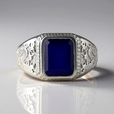Anillo en plata con Calcedonia azul